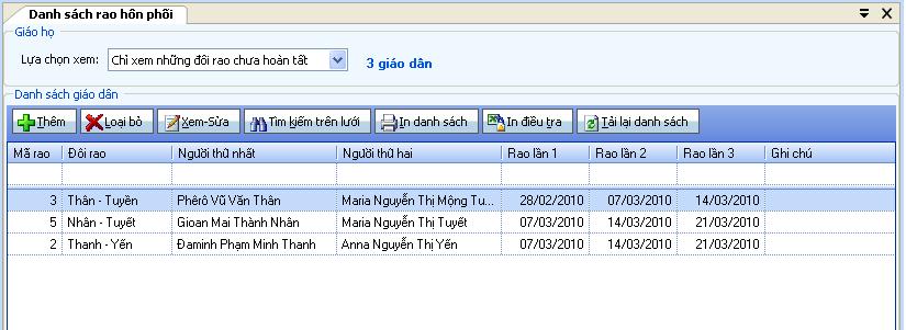 Lập danh sách rao hôn phối